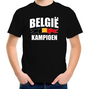 Belgie kampioen supporter t-shirt zwart EK/ WK voor kinderen - EK/ WK shirt / outfit 122/128