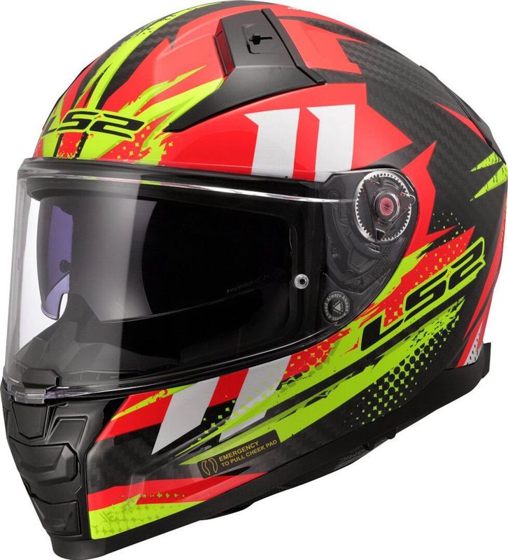 LS2 - FF811 Vector II - Integraalhelm - Rood - Geel - Carbon