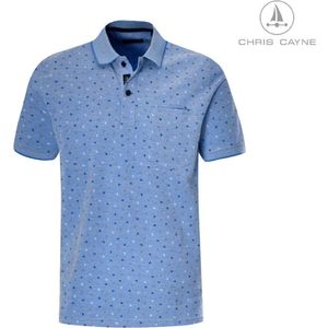 Chris Cayne heren poloshirt - maat 3XL - polo heren - 3052 - blauw print - korte mouwen - polo 3XL