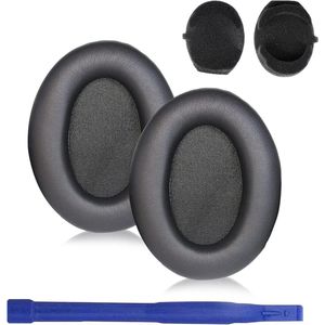 Allecto Plus - Vervangende Oorkussens van Zacht Eiwitleer en Traagschuim voor Oorkussens compatibel met Sony WH-1000XM3 Hoofdtelefoon (Zwart)
