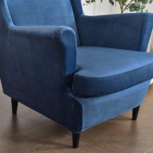 vleugelstoel hoezen 2-delige stretch vleugelstoel hoes, modieuze effen kleur. Fluwelen Strandmon bankhoes. Meubelbeschermer voor fauteuil stoelen voor woonkamer, slaapkamer of hotel (marineblauw)