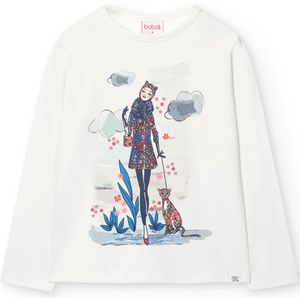 Boboli Stretch Knit T-shirt Met Lange Mouwen Wit 4 Years Meisjes