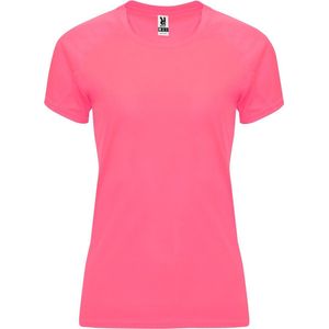 Fluorescent Roze dames sportshirt korte mouwen Bahrain merk Roly maat XXL