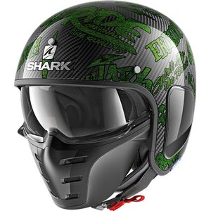 Shark S-Drak Carbon Helm Freestyle Cup glans carbon zwart groen XS