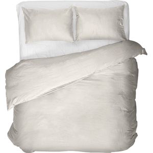 Luxe egyptisch percale katoen uni dekbedovertrek creme - lits-jumeaux (240x200/220) - premium kwaliteit - prachtige uitstraling
