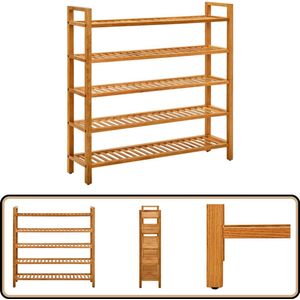 vidaXL Schoenenrek 5 schappen massief eikenhout Schoenenrek - Schoenuitlegger - Eikenhouten Meubels - Landelijke Woonstijl - Vintage Kast