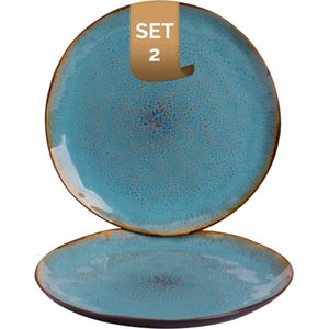 Palmer Bord Lotus 27.5 cm Zwart Turquoise Stoneware 2 stuk(s)