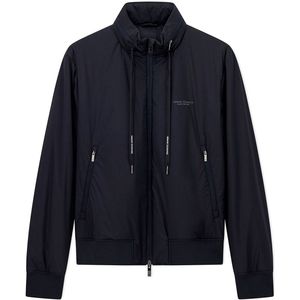 Armani Exchange Essentieel, afneembare capuchon loged trekkoord kant logo blouse jas, diep marineblauw, XS, Diepe marine, XS