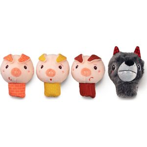 Lilliputiens - Vingerpopjes De Wolf En De 3 Biggetjes - 4 Verschillende Vingerpopjes Om Het Verhaal Van De Wolf En De 3 Biggetjes Te Vertellen - Geschikt Vanaf 1 Jaar