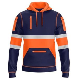 Hoogzichtbare Hoodie voor Mannen met Reflecterende Tape - 4 Ritszakken, Veiligheidswerkhoodie