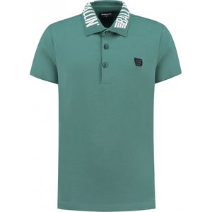 Ballin Amsterdam - Jongens Slim fit T-shirts Polo SS - Faded Green - Maat 14