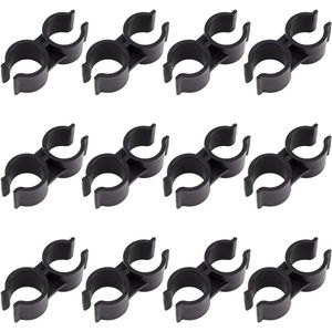 12 Pcs Plastic Double Tube Clamps - Shelf Pole Connector Pipe Clamp - Connection Warehouse Supermarket Shelf Link Clip Fastener Accessories - Zwart
