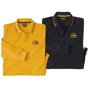 ATLAS FOR MEN - Set van 2 trendy piqué polo’s - Heren - Verkrijgbaar in grote maten - M