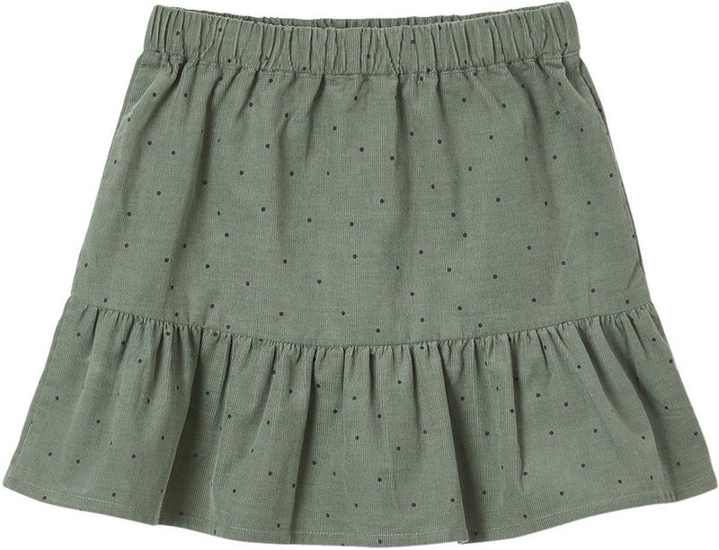 Fluwelen Rok - Groen - Meisjesrok - Kersen- of Stippenprint - Elastische Taille