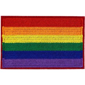 Vlag Rainbow Regenboog Gay Pride Flag Strijk Embleem Patch 8.2 cm / 5.1 cm / Rood Oranje Geel Groen Blauw Paars