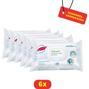 Mikrozid Premium Sensitive Wipes - Desinfectie & Schoonmaak - Alcohol & Parfumvrij - 6 x 100 stuks Voordeelverpakking