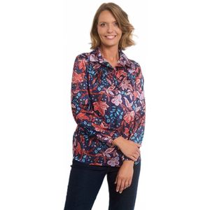 Satijnen blouse met V-hals en elastische mouwen
