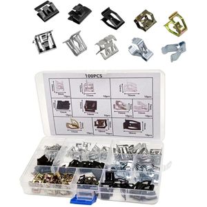 100 stuks, 10 maten, universeel metalen sierpaneel voor auto, U-clips en bevestigingskit - Auto-body veerclips voor dashboards, deurpanelen en interieurreparaties, compatibel met VW