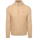 Gant - Half Zip - Beige - Lambswool Cable - Trui