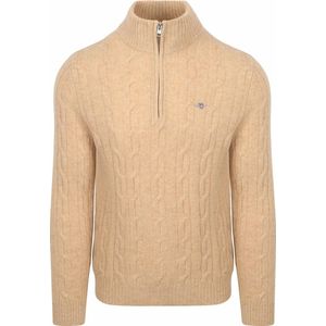Gant - Half Zip - Beige - Lambswool Cable - Trui