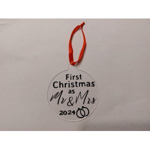 First Christmas as Mr. and Mrs. 2024 - Kerstboomhanger - Pas Getrouwd Kerst 2024 - Kerstboomversiering - Kersthanger