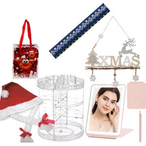 Kerstpakket - Make Up Organizer - Make Up Spiegel - Kerstmuts - Kerstlamp - Kerst inpakpapier - Mix - Kerstpakketten
