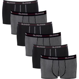 Sloggi Retro Short 6-Pack Heren Onderbroeken - Zwart/Blauw - Maat XL