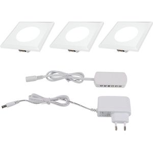 Kastverlichting - 3-pack - LED inbouwspots met adapter - 1.5 watt - 3000K modern warm wit - Keukenverlichting onderbouw led