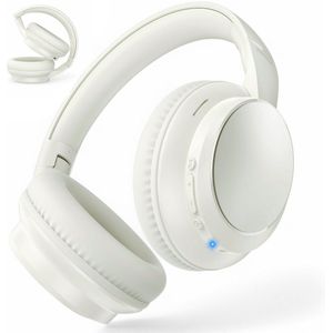 Koptelefoon Draadloos incl. Equalizer - Met Microfoon - Aux & Bluetooth 5.4 - Inklapbaar - Draadloze Headset - Wit / Beige