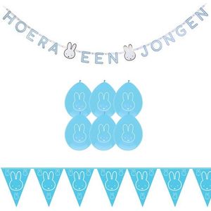 Nijntje Hoera Een Jongen | Geboorte Pakket | Versiering | Decoratie | Nijntje | Dick Bruna | Blauw | Ballonnen | Slinger | Jongen | Baby |