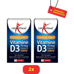 Lucovitaal Vitamine D3 75 microgram Voedingssupplement - 2x 70 capsules Voordeelverpakking