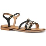 Geox Dames D MADDALUSIAC D Slide Sandaal, Black/White, 35 EU, zwart wit, 35 EU