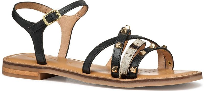 Geox Dames D MADDALUSIAC D Slide Sandaal, Black/White, 35 EU, zwart wit, 35 EU