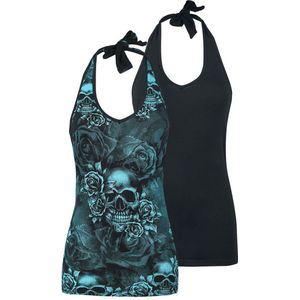 Black Premium by EMP Zwarte haltertopjes in een dubbele verpakking - Dames - XL