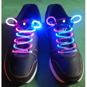 Lichtgevende LED Veters - Blauw/Roze