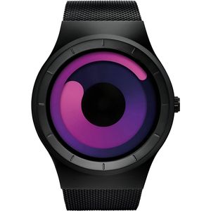 SINOBI 3.0 - Originele Smartwatch- Horloge heren - Quartz horloge met stalen Band (zwart + Paars) - Lichtgevende wijzers
