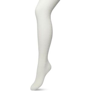 Bonnie Doon Bio Kabel Maillot Dames Off White maat S/M - Ingebreid Kabel patroon - Biologisch Katoen - Uitstekend draagcomfort - Classic Cable Tights - OEKO-TEX - Gladde Naden - Klassiek - Gebroken Wit - Crème - Off White - BP211903.110