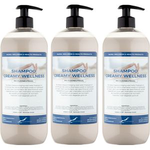 Shampoo Creamy Wellness - 1 liter (transparant) - 3 Stuks - met pompen - Voordeelverpakking - Haarverzorging