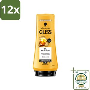 Gliss - Hair Repair - Conditioner Oil Nutritive voor Intensieve Voeding - 200 ml - Voordeelverpakking - 12 stuks - Droog haar - Beschadigd haar