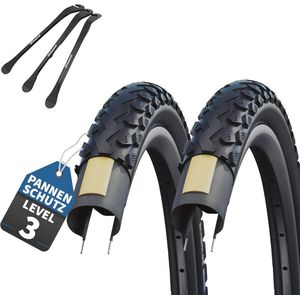 Set van 2 fietsbanden 28 inch met binnenband en metalen bandenlichters