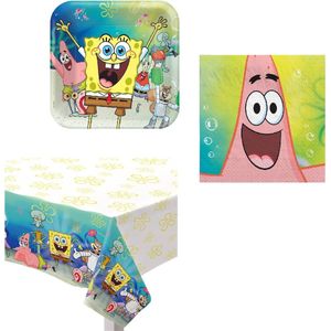 Nickelodeon - Spongebob - Feestpakket - Kinderfeest - Verjaardag - Themafeest - Tafelkleed - Servetten - Bordjes.