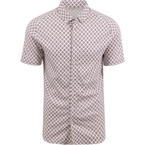 Desoto Short Sleeve Overhemd Print Wit - Maat S - Heren - Overhemden Casual