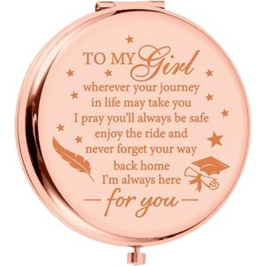 Rose Gold Pocket Mirror - Compact Mirror voor Purses - Gepersonaliseerd Pocket Mirror - RVS Gegraveerd Spiegel - Klein Makeup Mirror voor Klassenkamer - Vrienden - Afstuderen