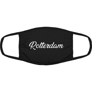 Rotterdam mondkapje | gezichtsmasker | bescherming | bedrukt | logo | Zwart mondmasker van katoen, uitwasbaar & herbruikbaar. Geschikt voor OV