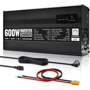 LiFePO4 Oplader met 600 W Omvormer en UPS Functie - 14,6 V, 25 A, voor Auto en Vrachtwagen