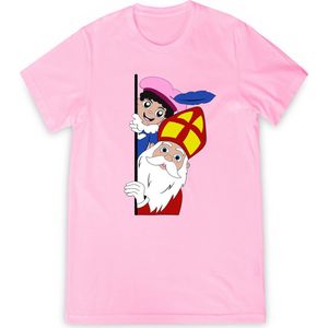T Shirt Meisjes Jongens - Sint en Piet - Roze - Maat 92