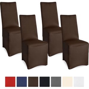 Beautissu Leona - Set van 4 Stoelhoes Stretch 45x90 cm - Bruin - Oeko-Tex