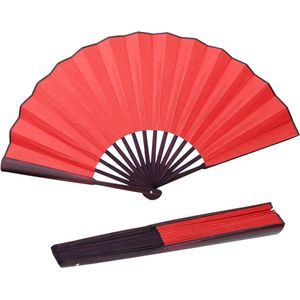 Opvouwbare ventilator voor optredens en festivals - Grote handventilatoren voor evenementen - Cadeau ambacht dans decoraties (rood)