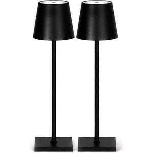 2 Stuks - Oplaadbare Tafellamp - Dimbaar - Aluminium - Bureaulamp - Waterdicht - 38CM - Nachtlamp - Zwart