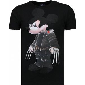 Local Fanatic Bad Mouse - Rhinestone T-shirt - Zwart Heren T-shirt M